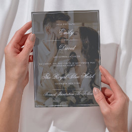 黒エレガントQRコードフォトオーバーレイ セーブザデート