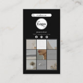 黒エレガントSNSインスタグラム写真コラージュ 名刺 (正面)