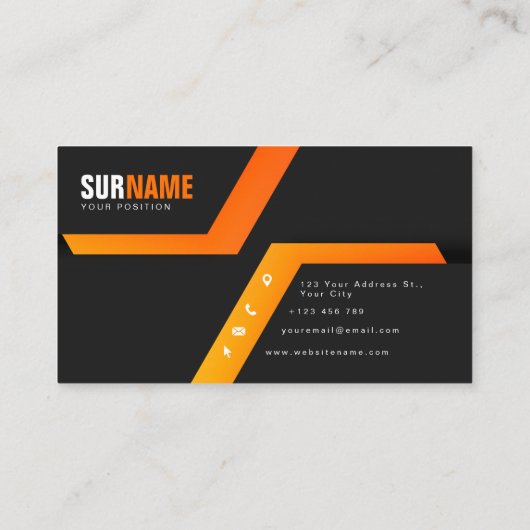 黒オレンエレガントジモダン 名刺 (裏面)
