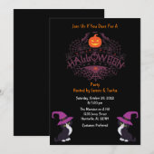 黒オレンジと紫のハロウィンパーティー 招待状 (正面/裏面)