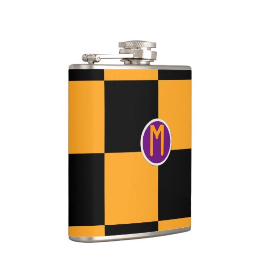 黒オレンジのチェック柄 フラスク (右)