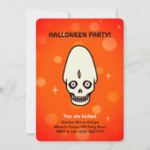 黒オレンジのハロウィン招待状にドクロ 招待状 (正面)