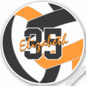 黒オレンジのバレーボールチームカラー シール (正面)