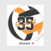 黒オレンジのバレーボールチームカラー シール (シート)