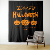 黒オレンジの不気味なハロウィンパーティーの写真用背景 タペストリー (インサイチュ)