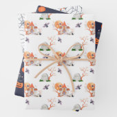 黒オレンジカボチャのスパイダーグレイブハロウィーン ラッピングペーパーシート (インサイチュ)