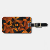 黒オレンジ色のバスケットボールのパターンのチームカラー ラゲッジタグ (正面横)
