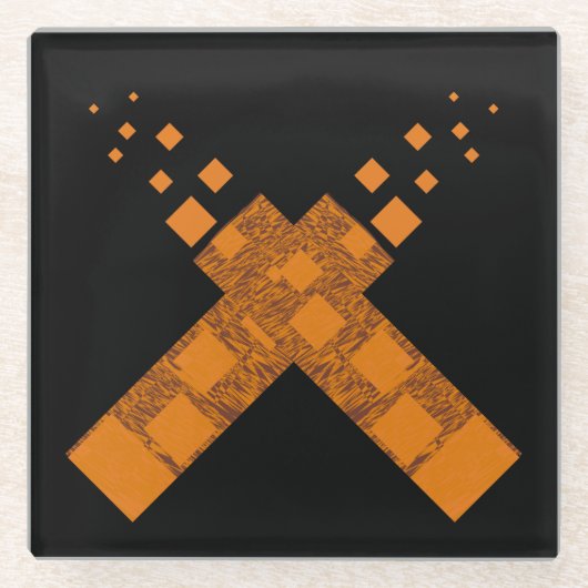 黒オレンジ色の暗異教のいファイアアートカルトクロスゴシック ガラスコースター (正面)