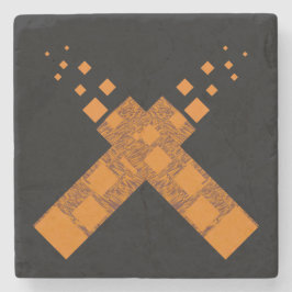 黒オレンジ色の暗異教のいファイアアートカルトクロスゴシック ストーンコースター