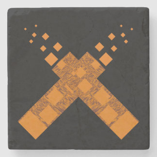 黒オレンジ色の暗異教のいファイアアートカルトクロスゴシック ストーンコースター