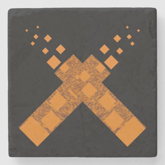 黒オレンジ色の暗異教のいファイアアートカルトクロスゴシック ストーンコースター (正面)