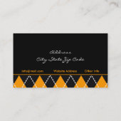 黒オレンジ色の白アーガイルトレンディー名刺 名刺 (裏面)