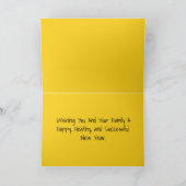 黒オレンジ色の風船が新年を迎パーソナライズされたえる カード (内部)