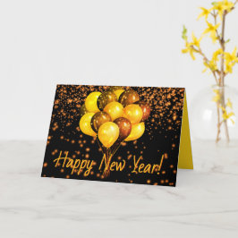 黒オレンジ色の風船が新年を迎パーソナライズされたえる カード