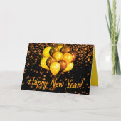 黒オレンジ色の風船が新年を迎パーソナライズされたえる カード (正面)