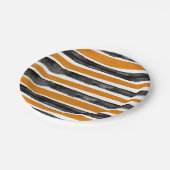 黒オレンジ ハロウィン 水彩 ストライプ ペーパープレート (アングル)