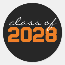 黒オレンジ 卒業 クラシック ラウンド ステッカー