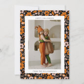 黒オレンジ 花 キノコ ハロウィン フォト シーズンカード (正面)