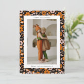 黒オレンジ 花 キノコ ハロウィン 写真 シーズンカード (スタンド正面)