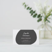 黒オーガニック形ロゴIIIビジネスモダンカード 名刺 (スタンド正面)