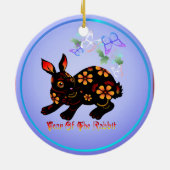 黒オーナメントのウサギの年 セラミックオーナメント (裏面)