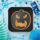 黒オ怒レンジのハロウィンカボチャ ペーパープレート (パーティー)