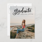 黒カジュアル字の大学院生 | フォト 案内ポストカード (正面/裏面)