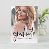 黒カジュアル字 | 2人の写真卒業パーティー 招待状 (スタンド正面)