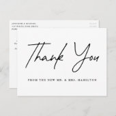 黒カジュアル文字結婚ありがとう ポストカード (正面/裏面)