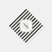 黒カジュアル絵を描ストライプ文字 スタンダードカクテルナプキン (角)