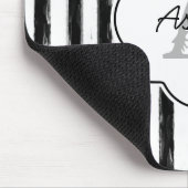 黒カジュアル絵を描ストライプ文字 マウスパッド (コーナー)