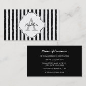 黒カジュアル絵を描ストライプ文字 名刺 (正面/裏面)