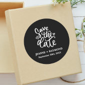 黒カスタマイズの結婚式をクリーン日付を保存 ラウンドシール