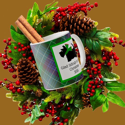 黒カスタマイズスコットランド犬クリスマス コーヒーマグカップ