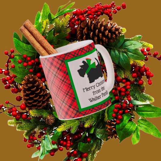 黒カスタマイズスコットランド犬クリスマス コーヒーマグカップ