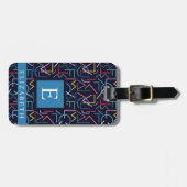 黒カスタマイズティール(緑がかった色)青抽象芸術パターン ラゲッジタグ (正面横)