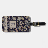 黒カスタマイズフローラ灰色の花 ラゲッジタグ (正面横)