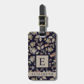 黒カスタマイズフローラ灰色の花 ラゲッジタグ (正面縦)