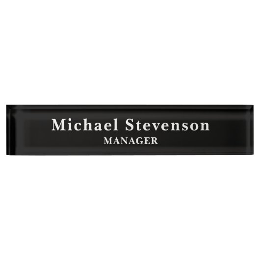 黒カスタマイズ名・肩書 デスクネームプレート (正面)