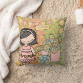 黒カスタマイズ毛少女レモネードピロー クッション (ブランケット)