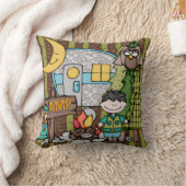 黒カスタマイズ毛男の子キャンプ枕 クッション (ブランケット)