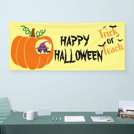 黒カスタマイズ猫ハロウィンの装飾パーティー 横断幕 (トレードショー)
