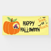 黒カスタマイズ猫ハロウィンの装飾パーティー 横断幕 (横)