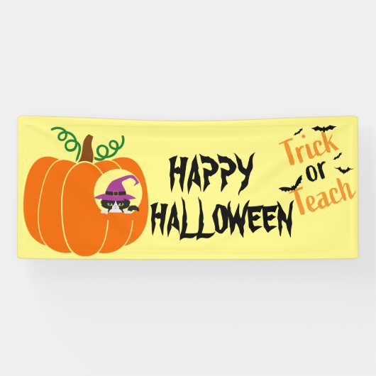 黒カスタマイズ猫ハロウィンの装飾パーティー 横断幕 (横)