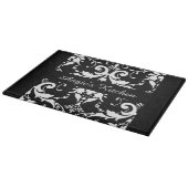 黒カスタマイズ白ダマスクの台所用品 カッティングボード (角)
