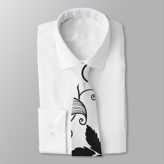 黒カスタマイズ花柄 ネクタイ (タイ)