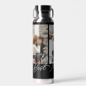 黒カスタムい写真3コラージュ最高のママ ウォーターボトル (正面)