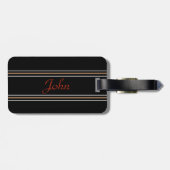 黒カスタムとタンの文字によるモノグラムの名ストライプ前 ラゲッジタグ (裏面横)