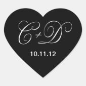 黒カスタムと白のハート形 ハートシール (正面)