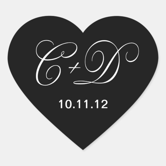 黒カスタムと白のハート形 ハートシール (正面)